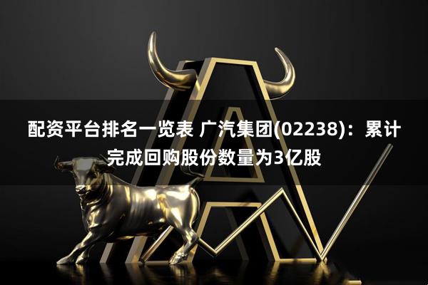 配资平台排名一览表 广汽集团(02238)：累计完成回购股份数量为3亿股